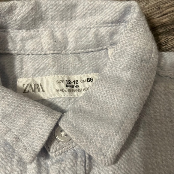 Zara cotton dress shirt soft touch baby boy 12-18 months new blue - Picture 3 of 8